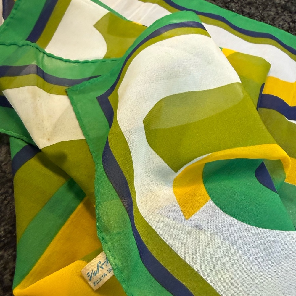 Vintage Colorful Teijin Scarf Geometric Design from Japan - Picture 10 of 10